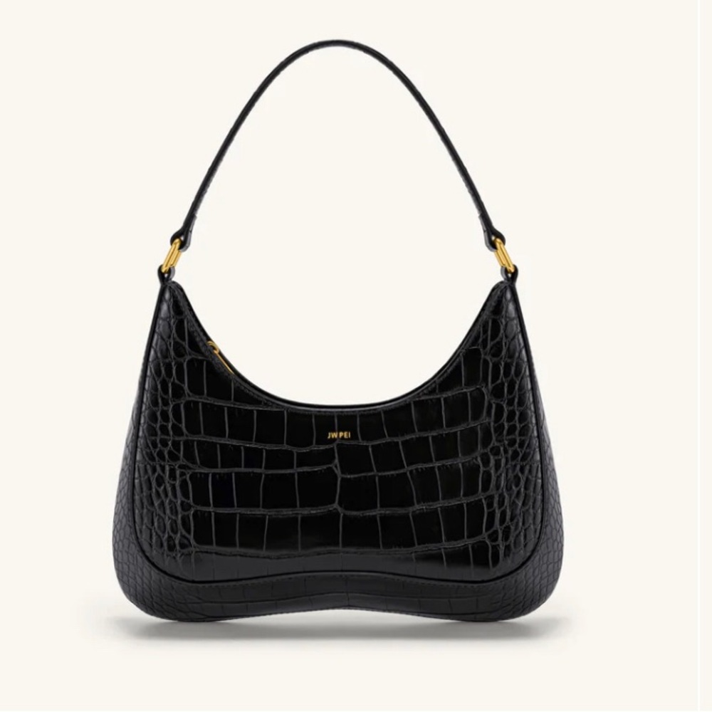 JW Pei Ruby black croc shoulder bag